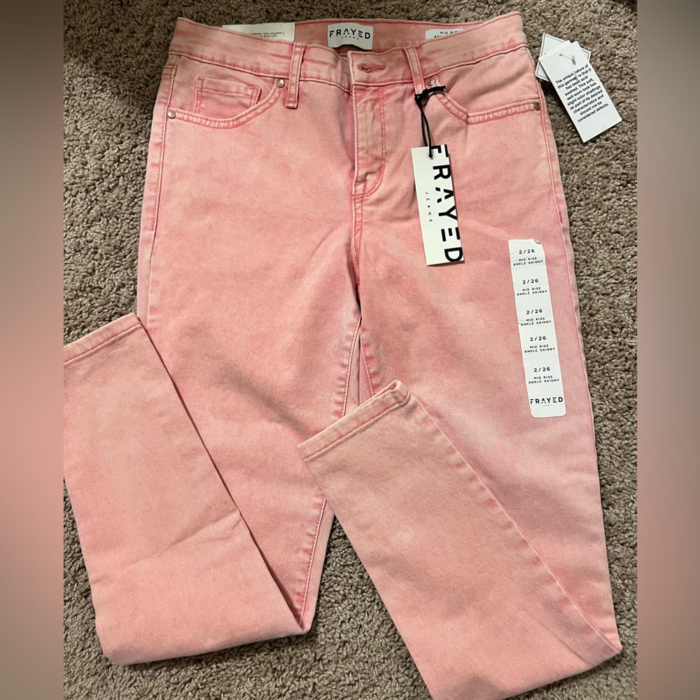 Frayed Jeans “Mid Rise Ankle Skinny”, 2/26 Pink!